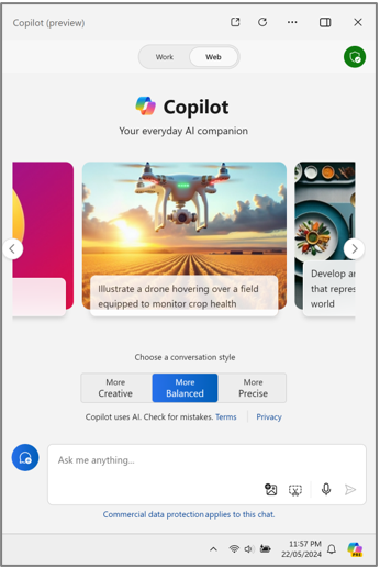 Microsoft Copilot with Commercial Data Protection in Windows.