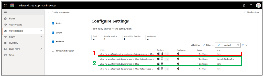 Connected Experiences Cloud Policy.