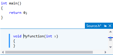 Screenshot of a pop-up window containing a header file that the function was moved to.