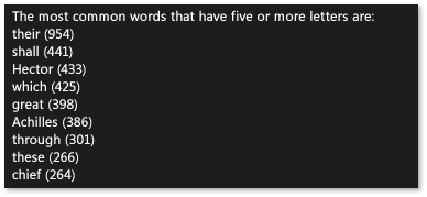 Windows Runtime CommonWords app.