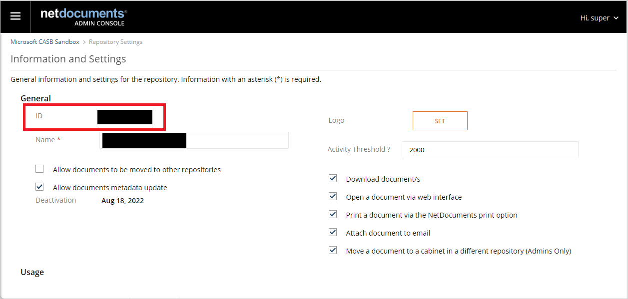 Your NetDocuments repository ID.