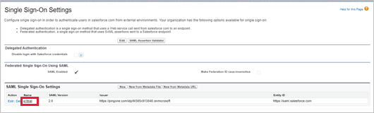 Select Salesforce SSO settings.