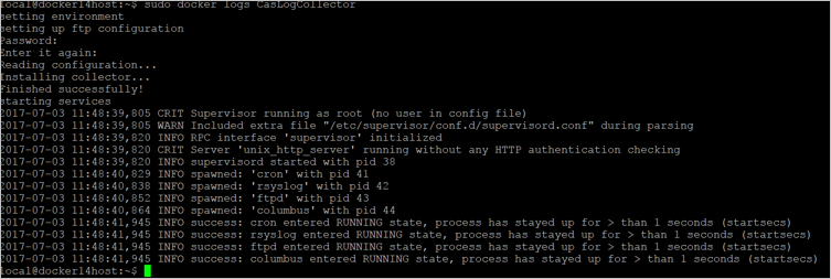 Screenshot of a command that the collector is running properly.