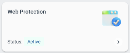 Screenshot of a tile that shows whether web protection is enabled on a device.