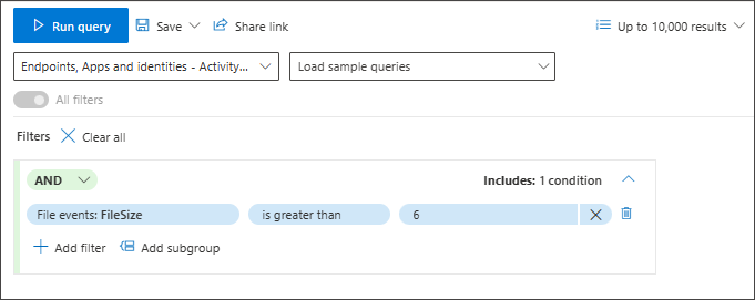 Screenshot of numbers as third condition