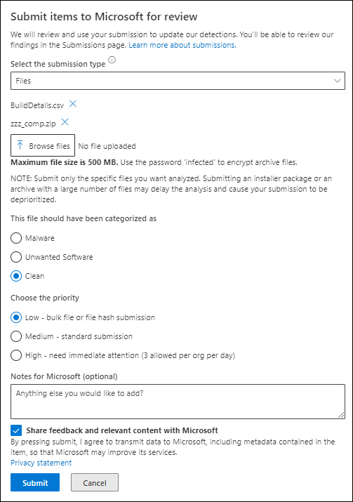 Screenshot showing how to submit files.