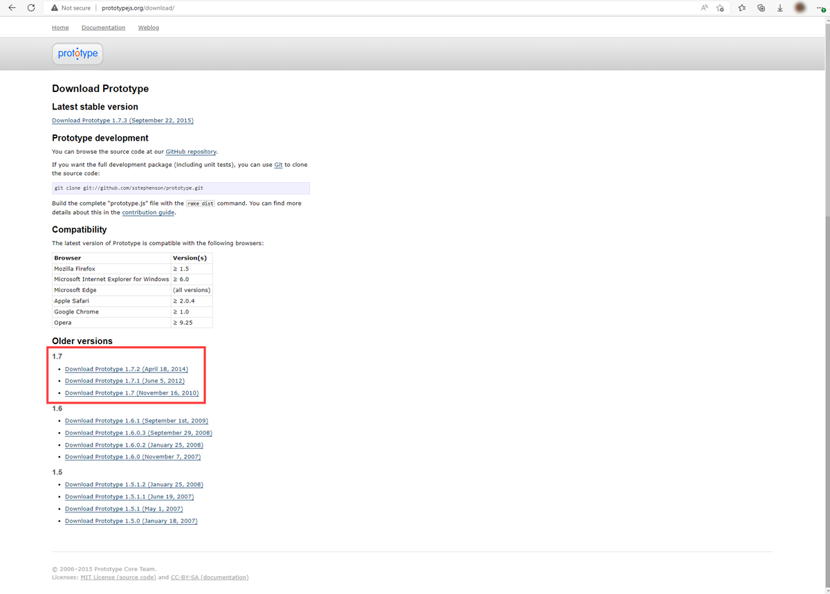 Data Sets Components Prototype Js Vulnerable Version