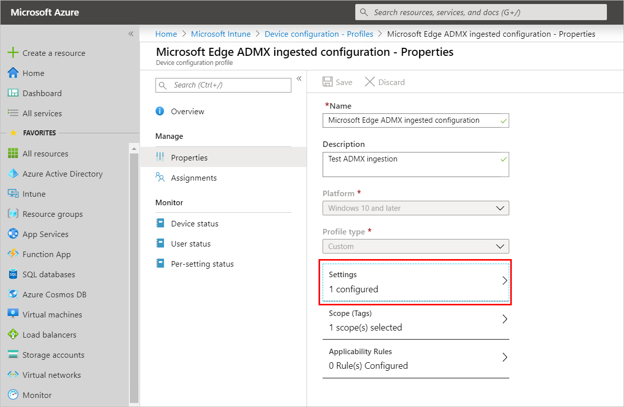 Configure profile settings