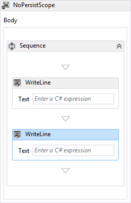 An automatically created Sequence in the Body of a NoPersistScope.