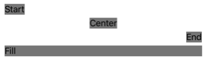 .NET MAUI StackLayout with alignment options specified.