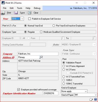 Print W-2 forms