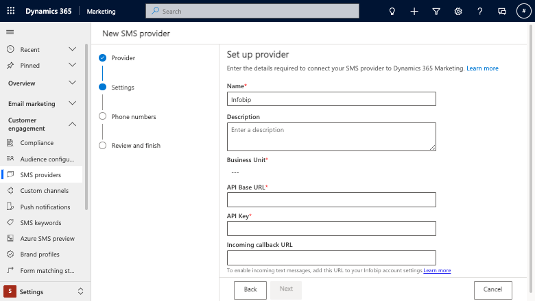 Infobip and LINK Mobility setup