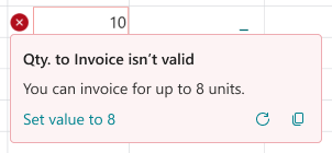 Validation error with fix-it action