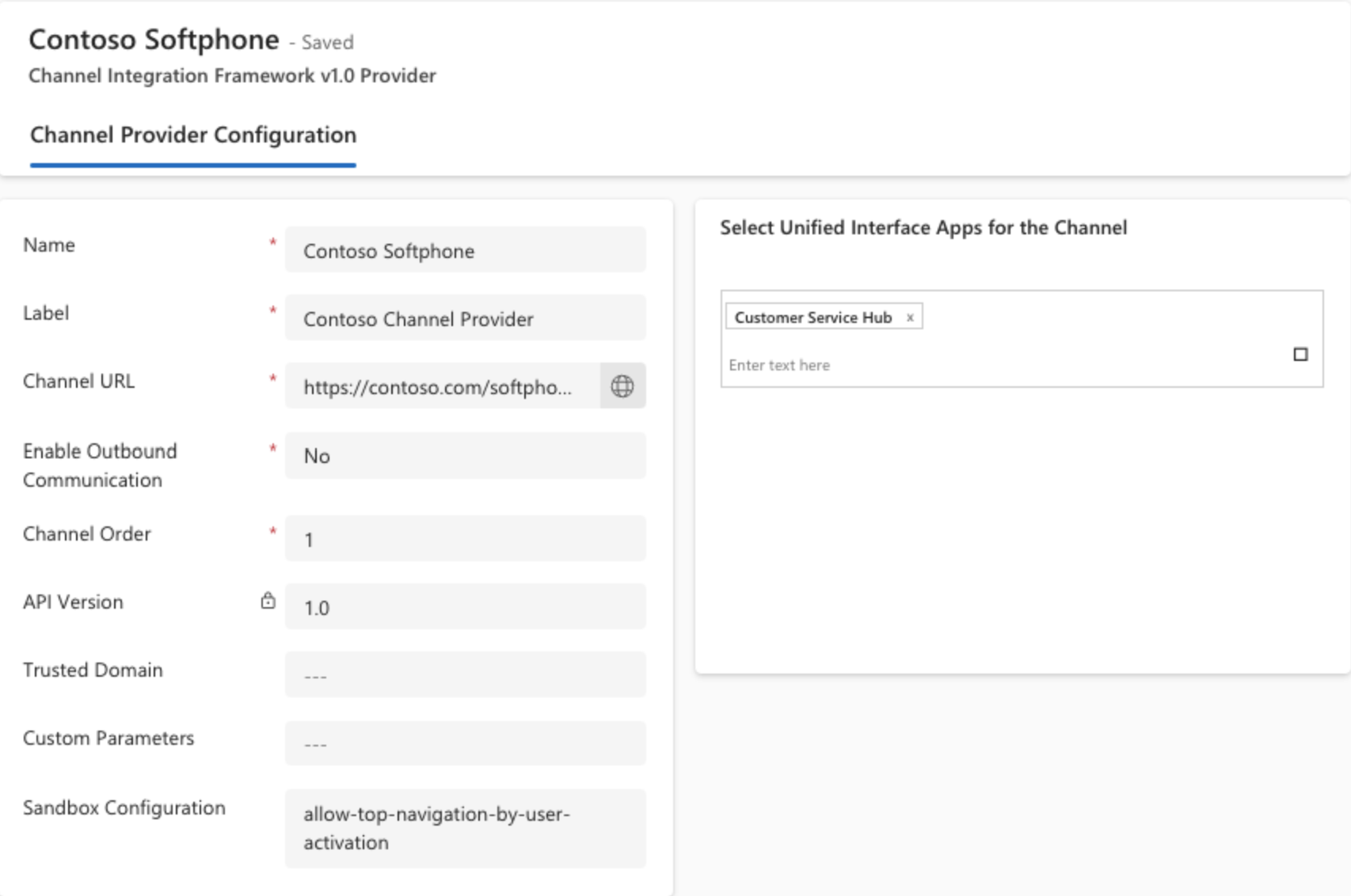 Channel provider configuration.