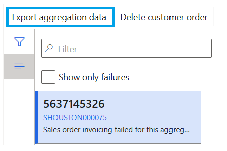 Export aggregation data button on the Aggregated transactions page.