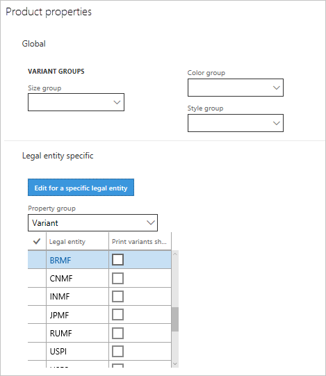 View/Edit for a specific legal entity.