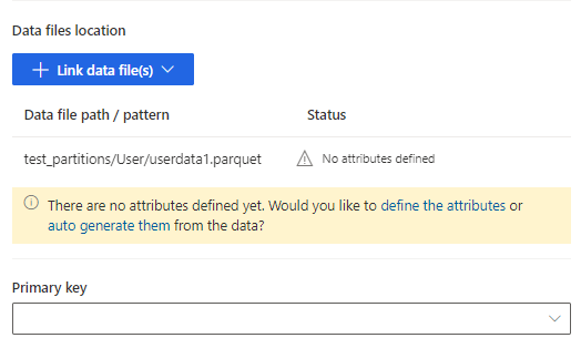 Dialog box to define or auto generate attributes.