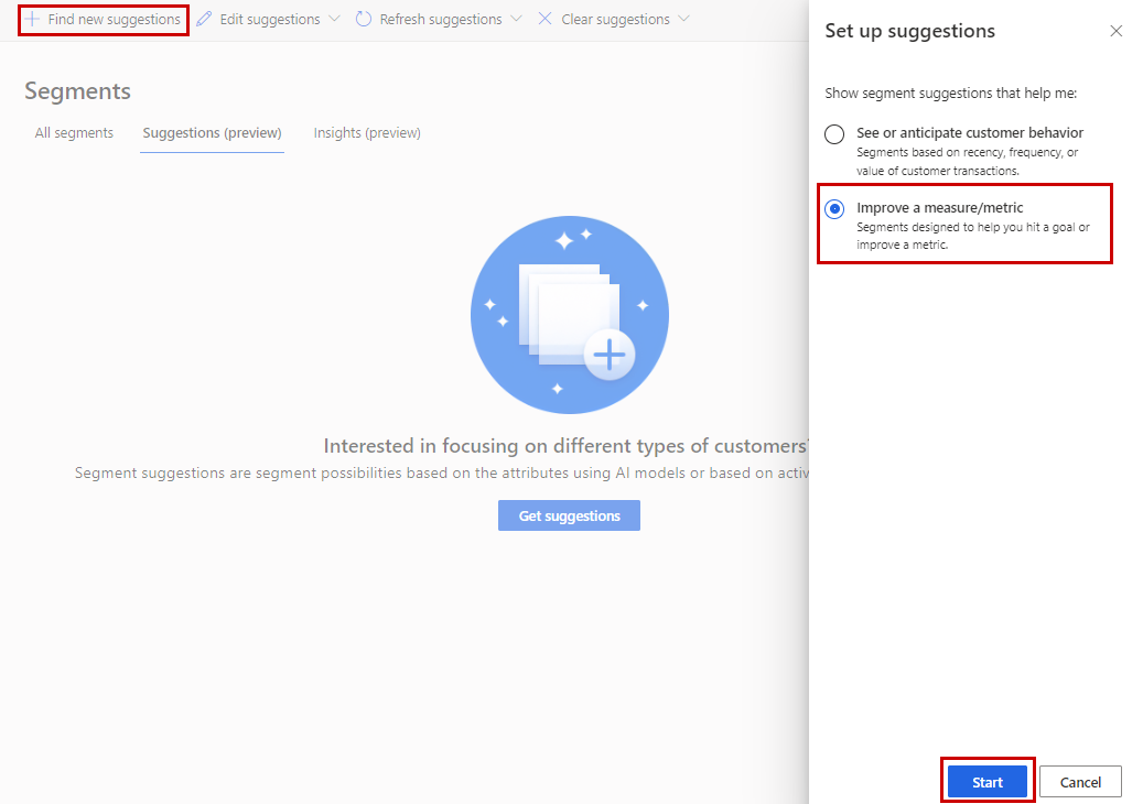 Choosing improve measure on the suggested segments.