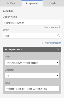 A condition that scores leads by account name.