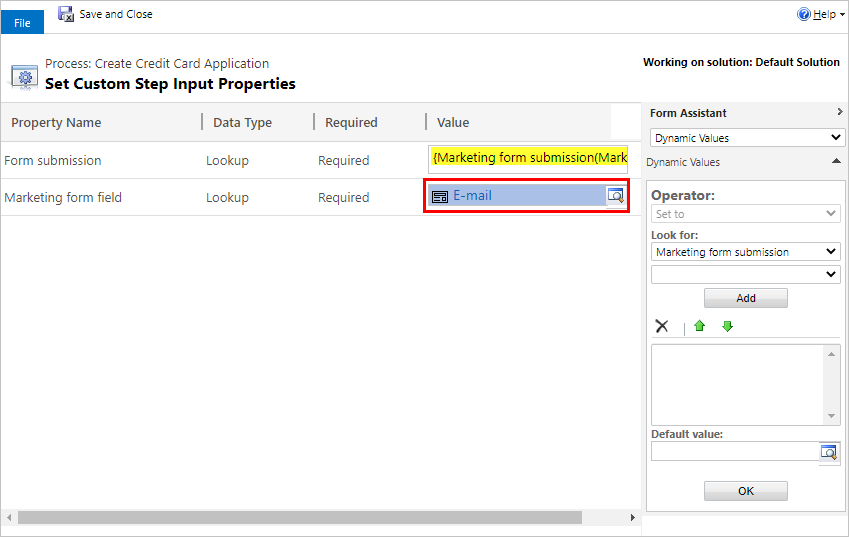 Select the email marketing form field value.