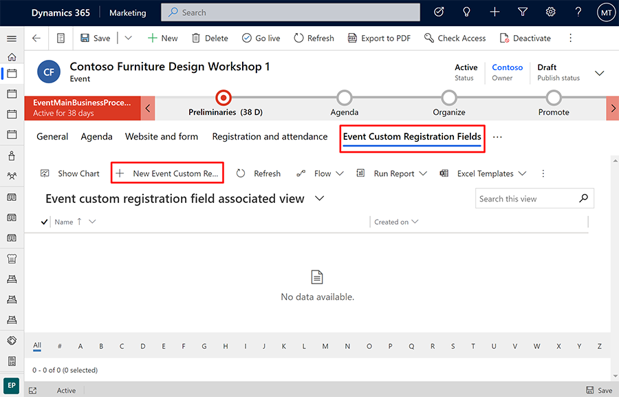 Add a custom registration field to an event.