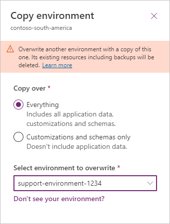 Choose your copy options.