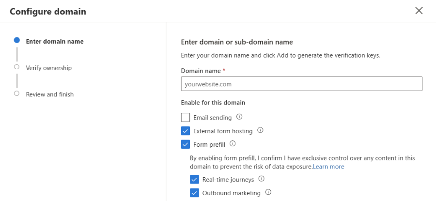 Enable your domain for form prefill.