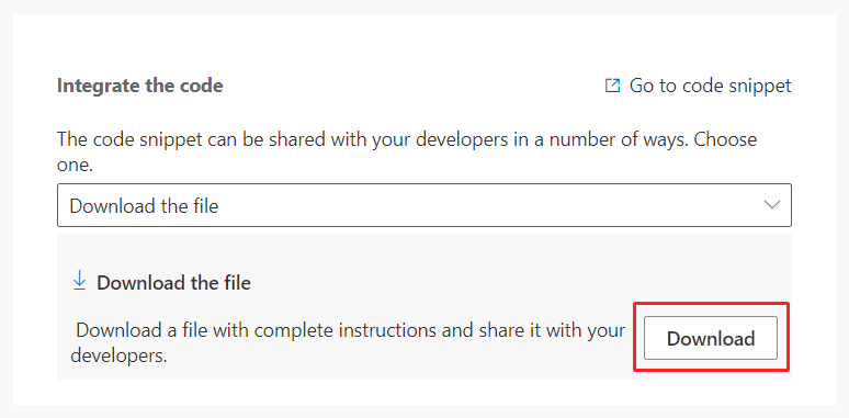 Setup code snippet download.