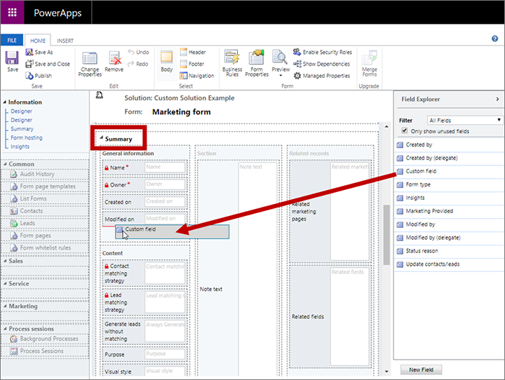 Add a field to the form.