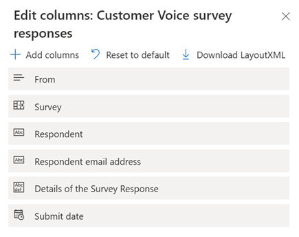 Screenshot showing options to customize the columns view.