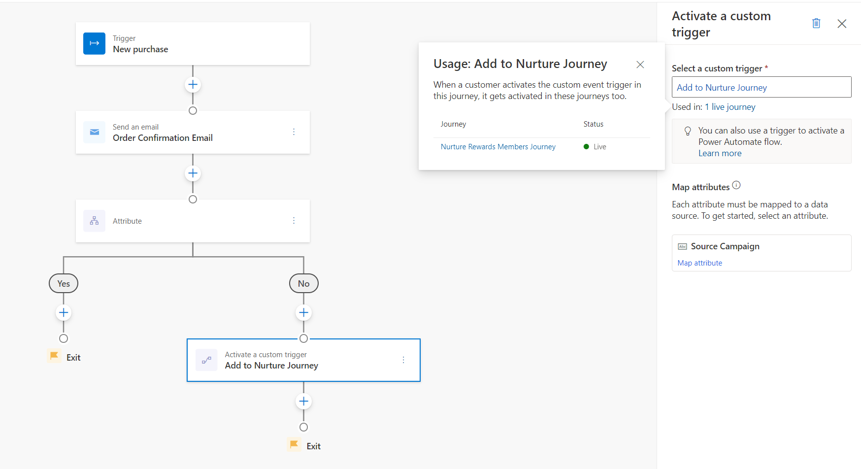 Screenshot of viewing custom trigger usage.