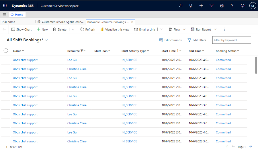 Agent calendar shift bookings view for supervisors.