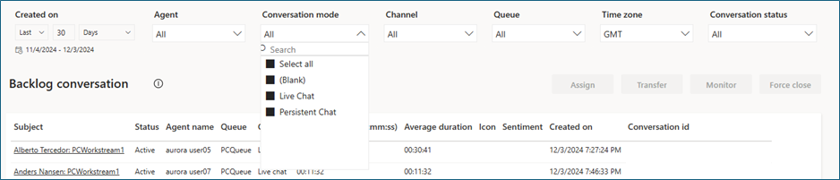 Screenhsot of the conversation mode slicer