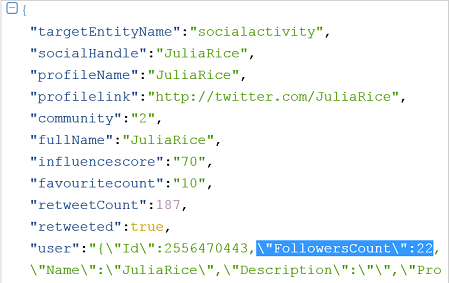 Nested value in JSON payload.