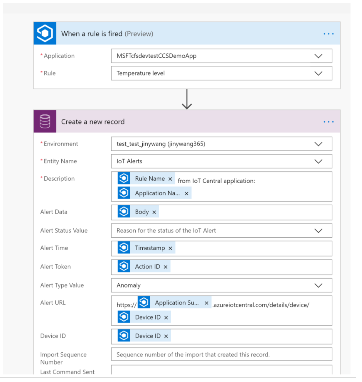 Screenshot of the advanced fields, highlighting Alert Type Label.