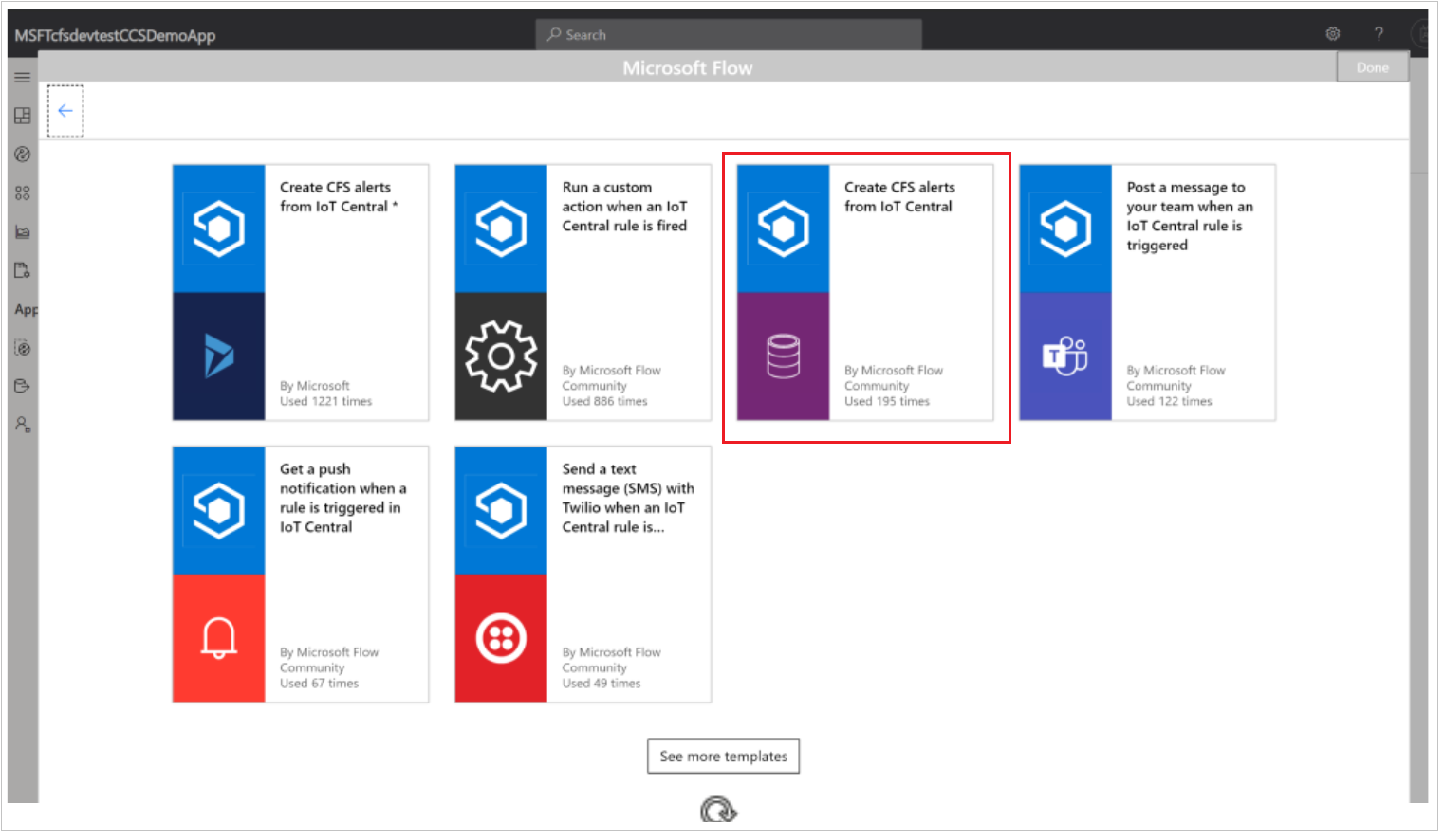 Screenshot of the Power Automate template page.