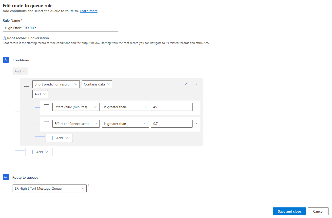 Rules based on effort estimation model.