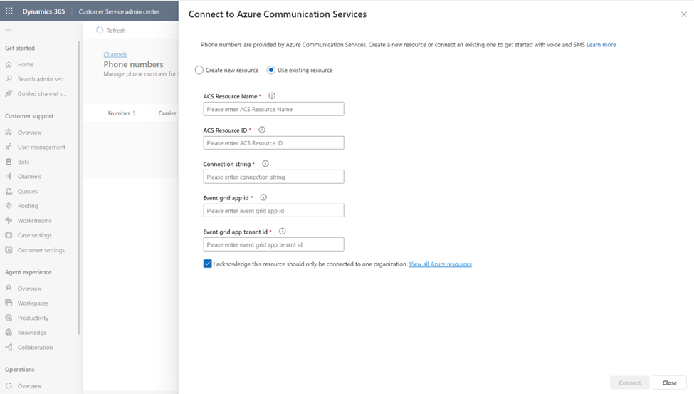 Values copied in Get application and tenant IDs