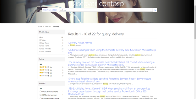 Search knowledge articles on portals