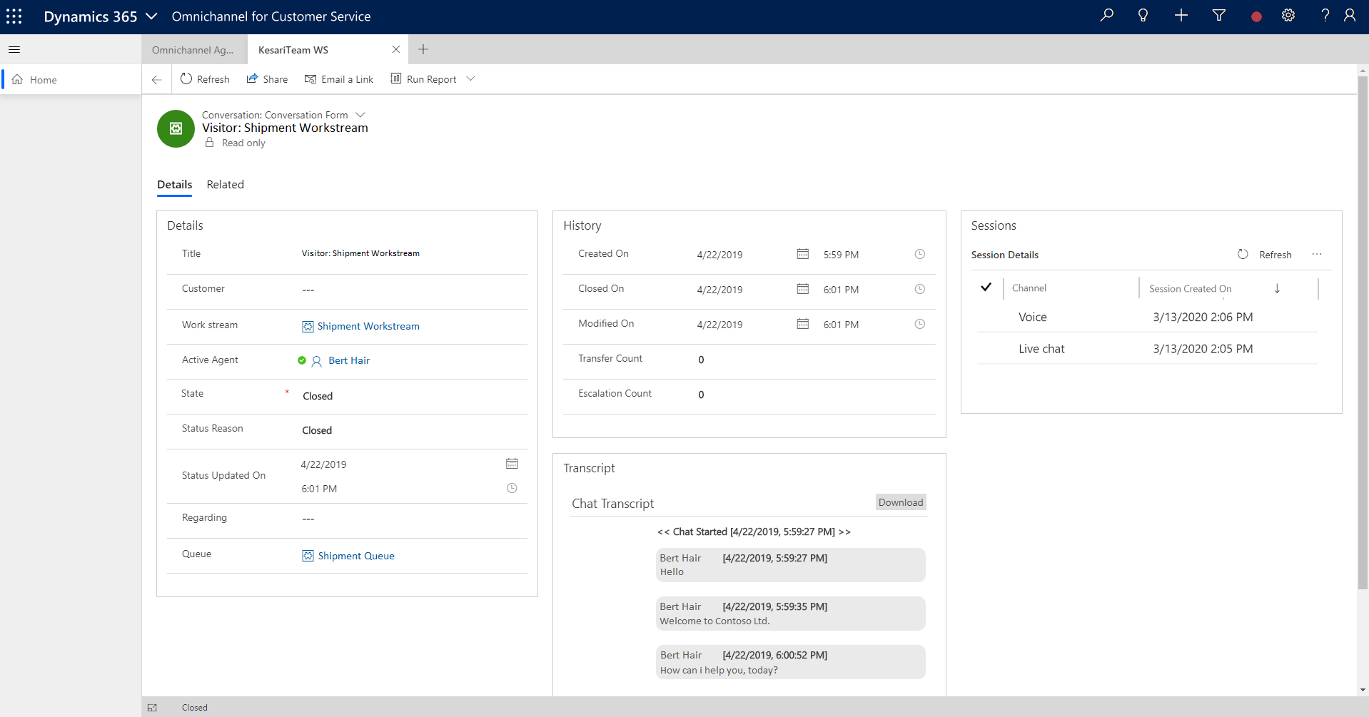 Omnichannel conversation form.