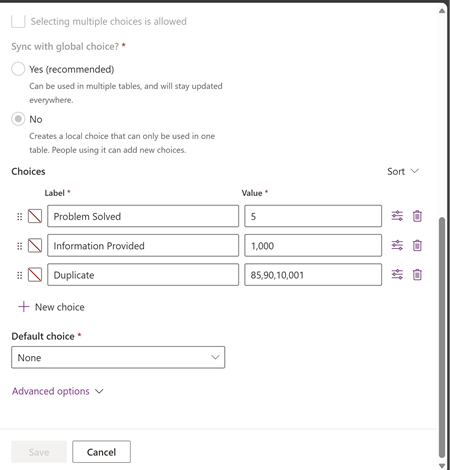 Screenshot displaying the resolution type column