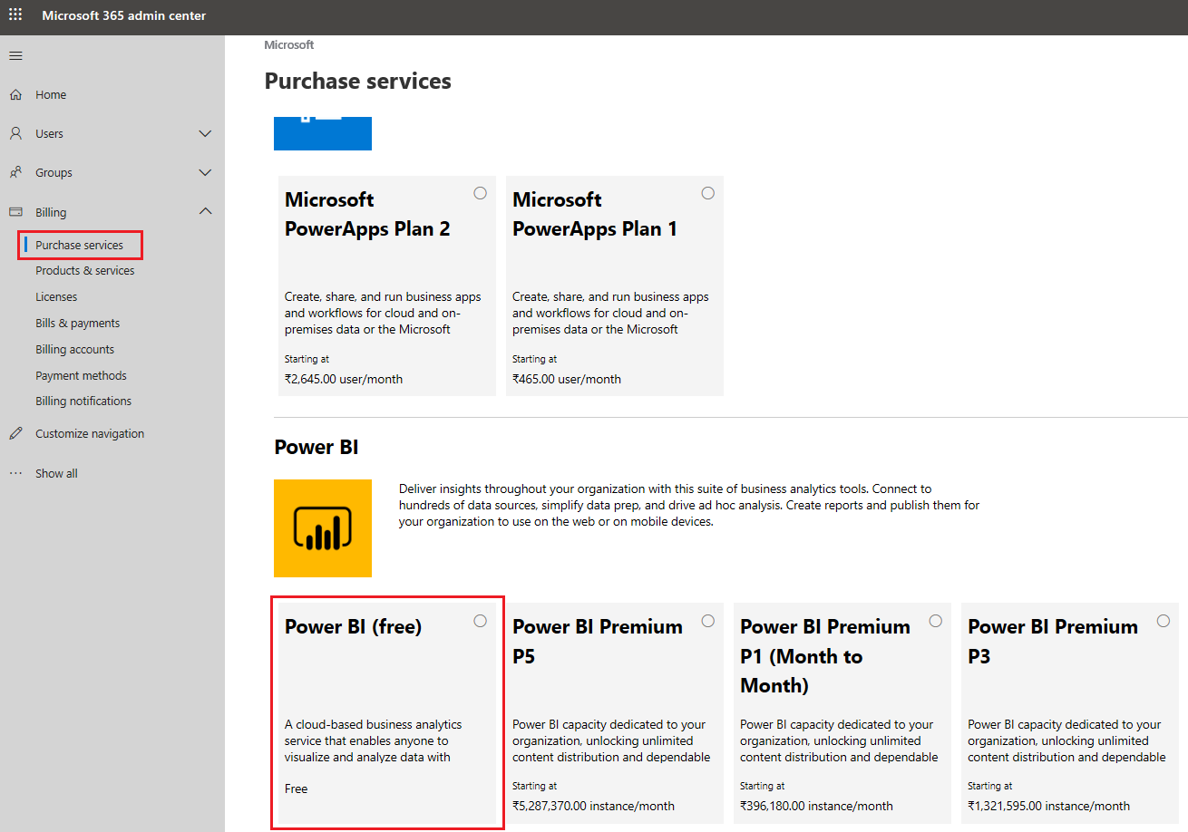 Power BI (free) subscription.