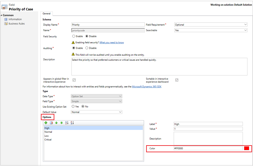 Change dashboard color for case priority.