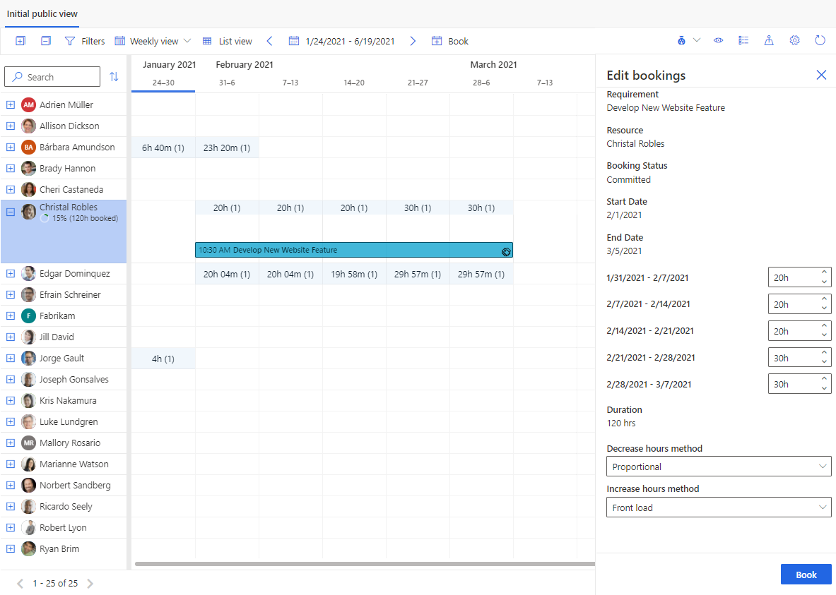 Screenshot of a multi-day booking on the schedule board.