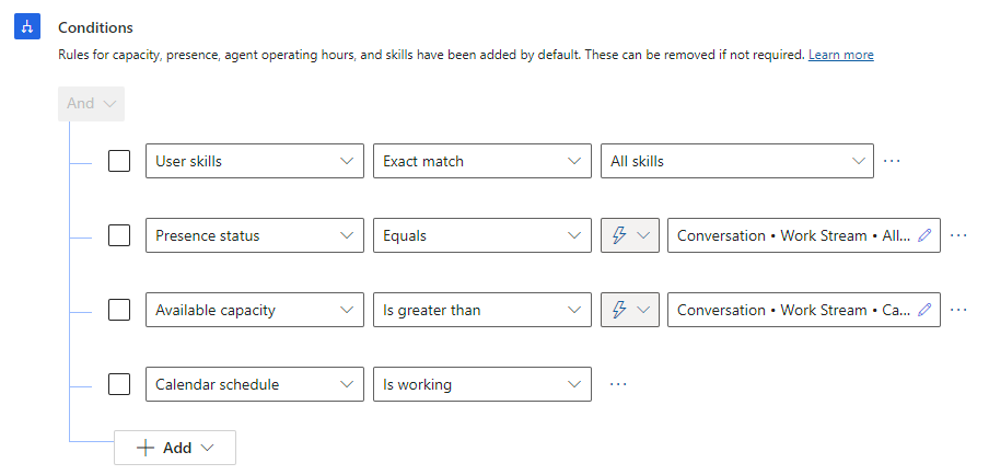 Screenshot of assignment rule configured on calendar schedule.