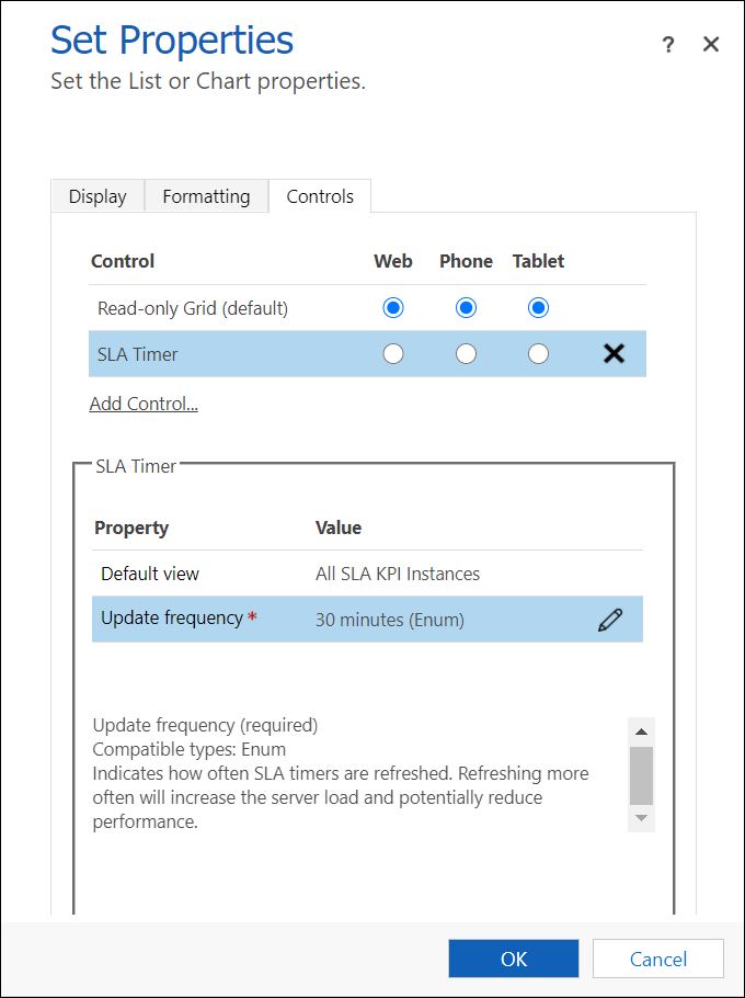 Set refresh frequency for timer.