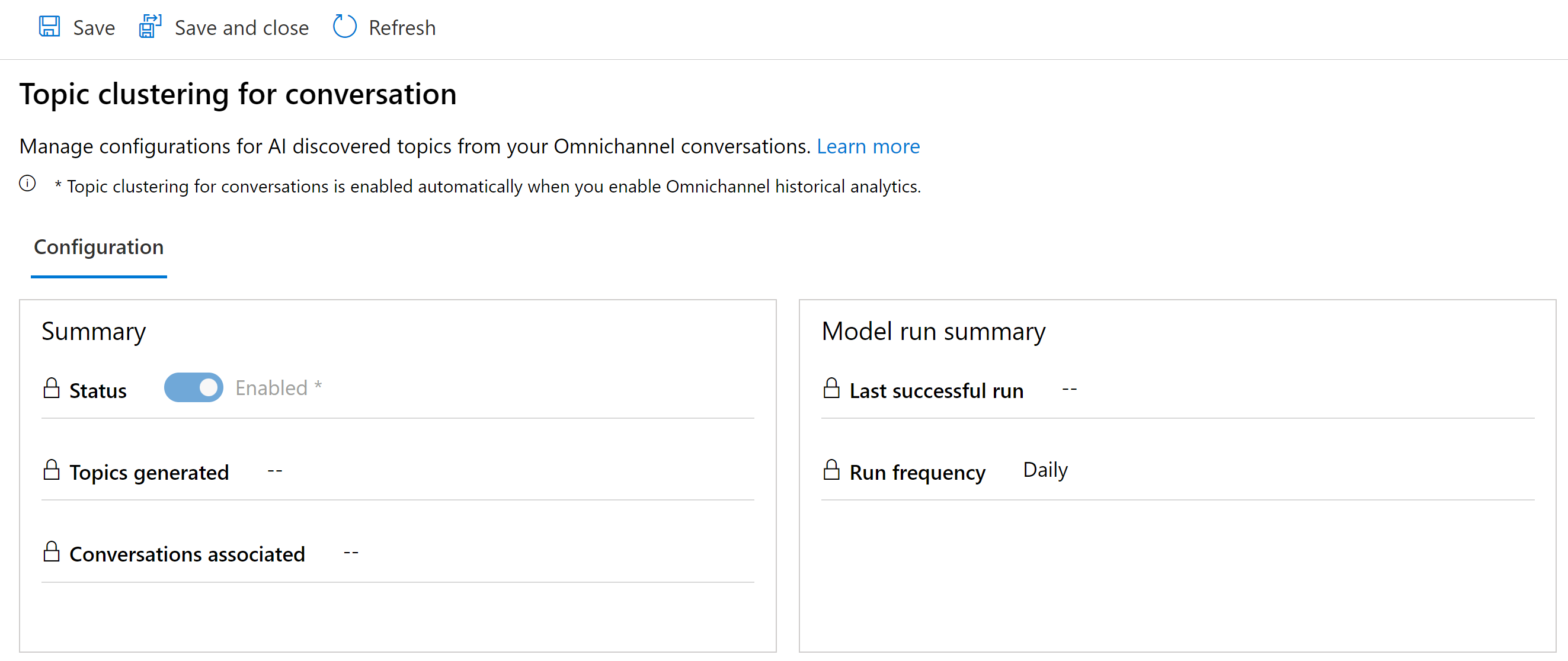 Summary and Model run summary