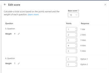 Custom score example with two questions.