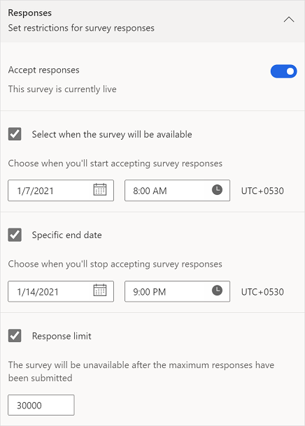 Response restrictions settings.