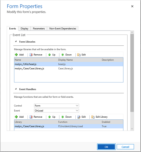 Form properties dialog box.